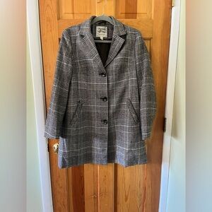Maralyn & Me Plaid Mid-length Coat Lined Size Large Classic Gray White